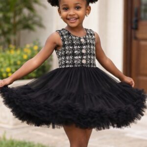 Sweet London Plaid Tweed Dress - Black