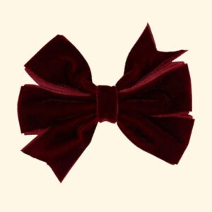 Velvet Pinwheel Hair Bow Clip – Wine Red