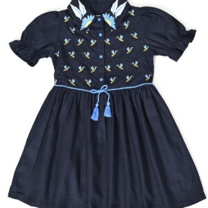 Embroidery Bee Dress- Navy