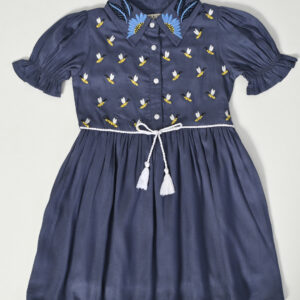 Embroidery Bee Dress- Grey