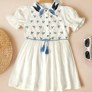 Embroidery Bee Dress- White