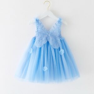 Butterfly Back Tulle Dress - Blue