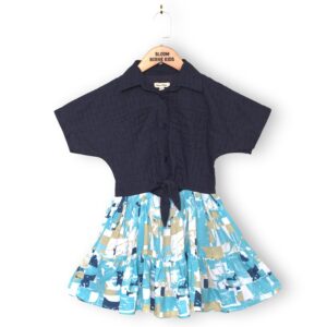 Aqua Bloom Tie-Up Dress