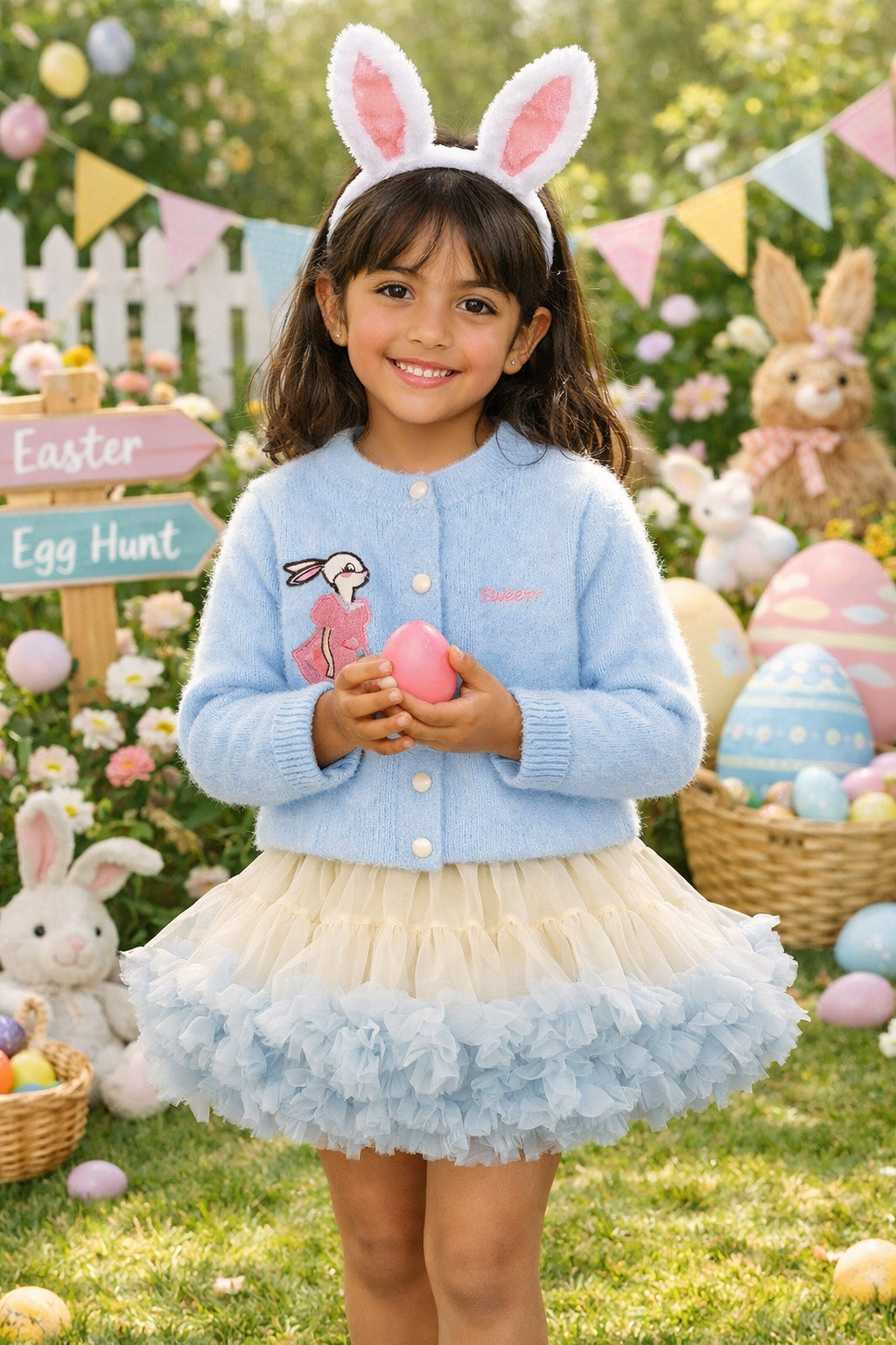 Bunny Blossom Cardigan - Light Blue - Image 4