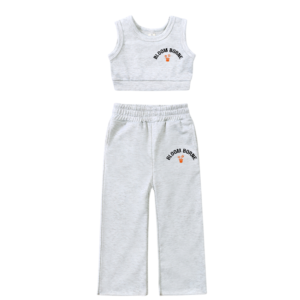 Cotton Track Pant & Crop Top Set - Grey
