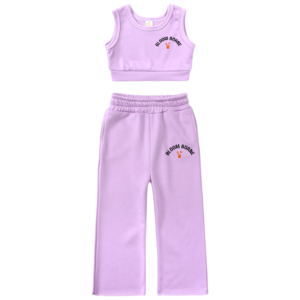 Cotton Track Pant & Crop Top Set - Purple